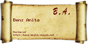 Benz Anita névjegykártya